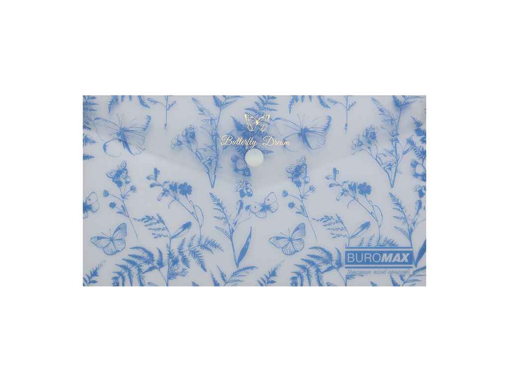 Папка на кнопці конверт ARABESKI DL пластик блакитний ТМ BUROMAX Папка на кнопці конверт ARABESKI DL пластик блакитний ТМ BUROMAX