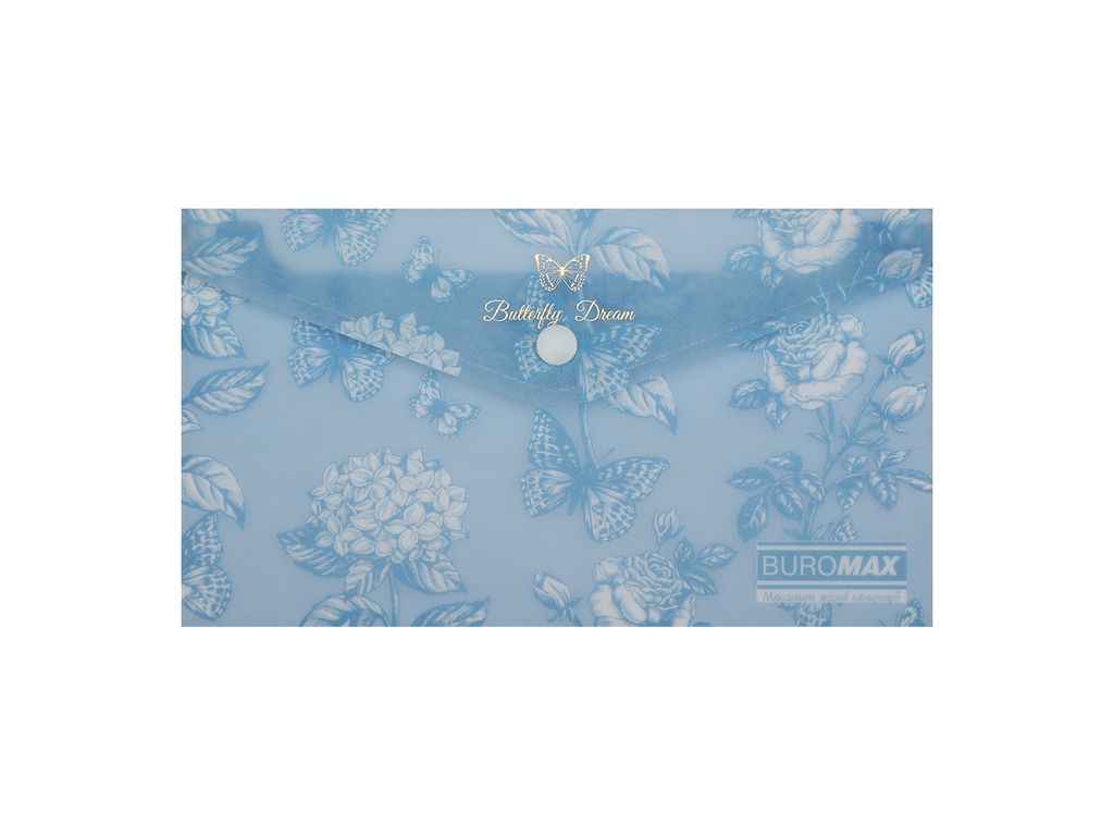 Папка на кнопці конверт ARABESKI DL пластик синьо-сірий ТМ BUROMAX Папка на кнопці конверт ARABESKI DL пластик синьо-сірий ТМ BUROMAX