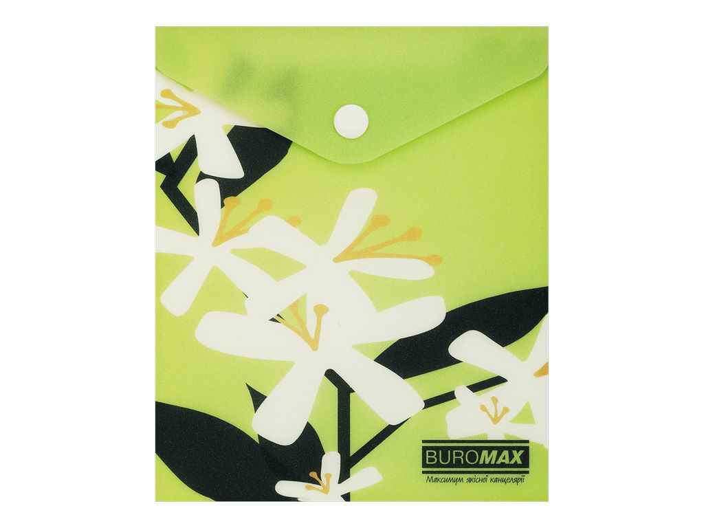 Папка на кнопці конверт ARABESKI А6 пластик салатовий ТМ BUROMAX Папка на кнопці конверт ARABESKI А6 пластик салатовий ТМ BUROMAX