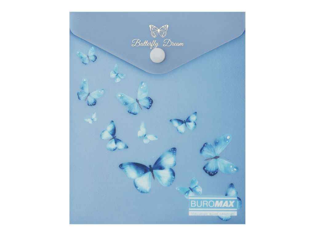 Папка на кнопці конверт ARABESKI А6 пластик синій електрик ТМ BUROMAX Папка на кнопці конверт ARABESKI А6 пластик синій електрик ТМ BUROMAX