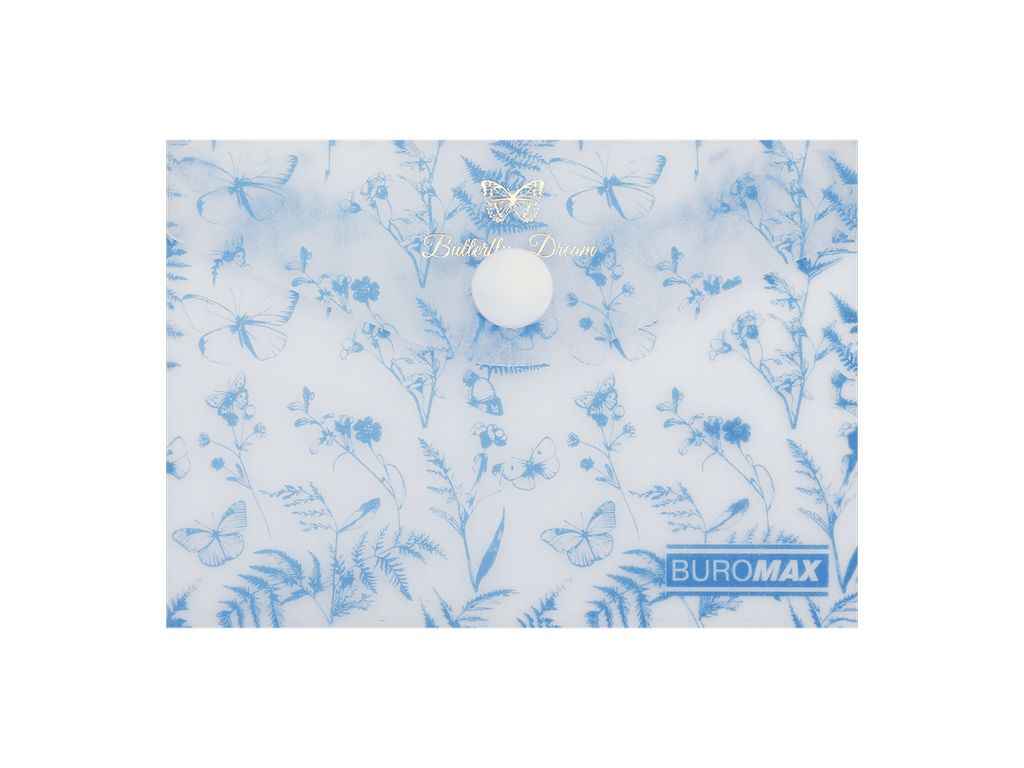 Папка на кнопці конверт ARABESKI А7 пластик блакитний ТМ BUROMAX Папка на кнопці конверт ARABESKI А7 пластик блакитний ТМ BUROMAX