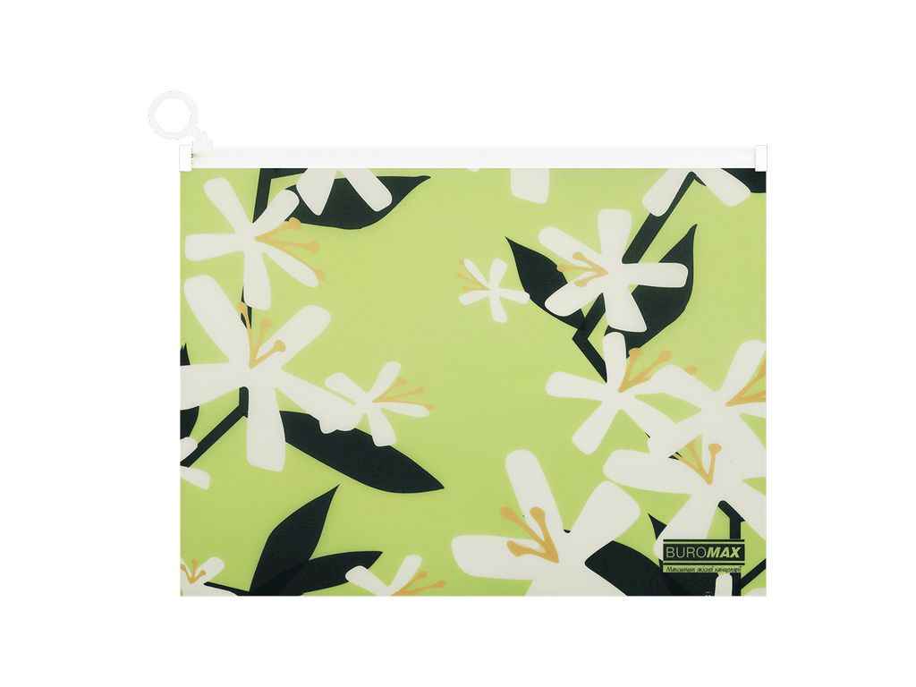 Папка-конверт на zip-блискавці ARABESKI А4 пластик салатовий ТМ BUROMAX Папка-конверт на zip-блискавці ARABESKI А4 пластик салатовий ТМ BUROMAX