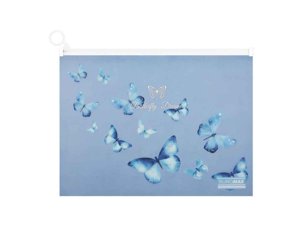 Папка-конверт на zip-блискавці ARABESKI А4 пластик синій електрик ТМ BUROMAX Папка-конверт на zip-блискавці ARABESKI А4 пластик синій електрик ТМ BUROMAX