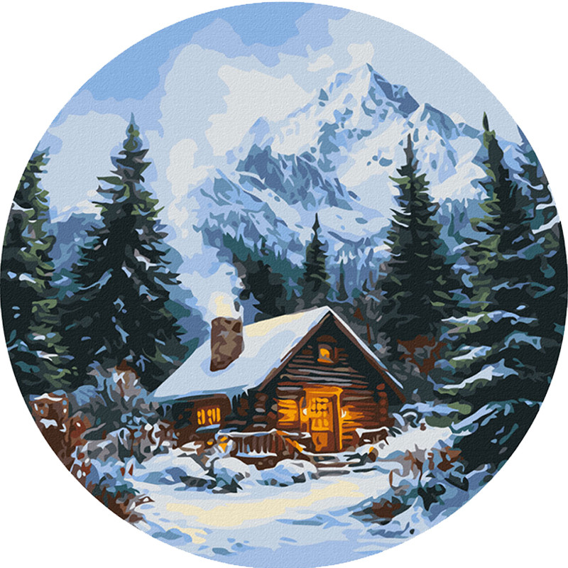 Картина за номерами "Казкова хатинка в лісі" RC00097L діаметр 40 см Картина за номерами "Казкова хатинка в лісі" RC00097L діаметр 40 см