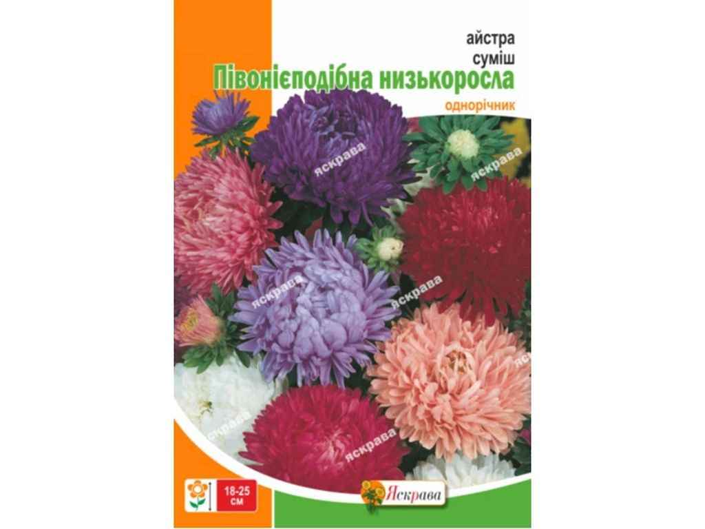 Айстра Півонієподібна низька суміш максі (10 пачок) 3г ТМ ЯСКРАВА Айстра Півонієподібна низька суміш максі (10 пачок) 3г ТМ ЯСКРАВА