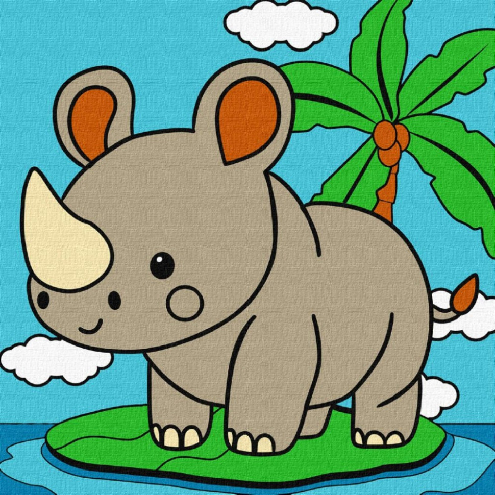 Картина по номерам "Носорог" KHO9072, 25х25 см Картина по номерам "Носорог" KHO9072, 25х25 см