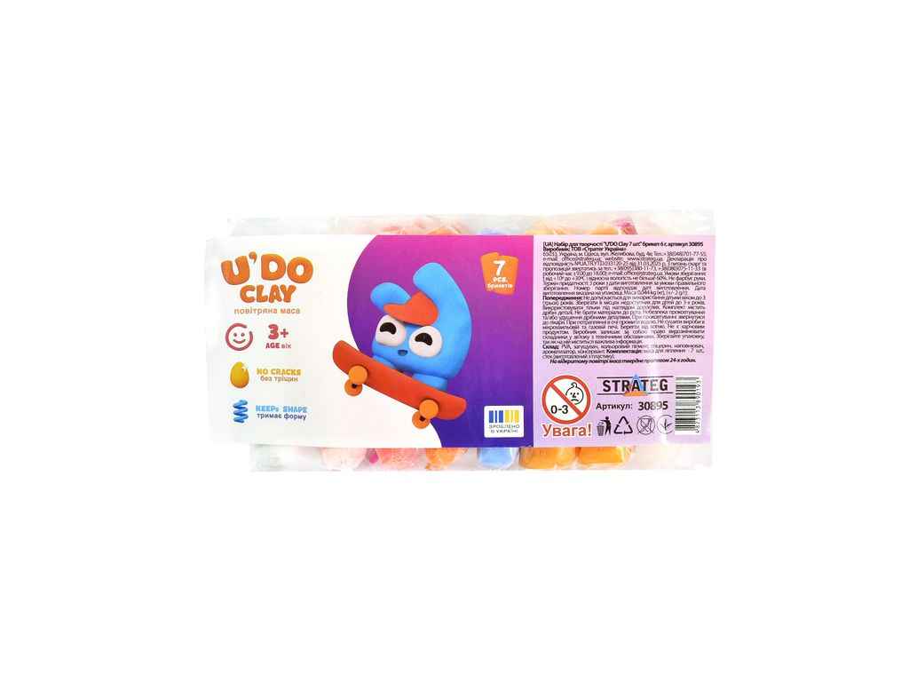 Набiр для творчостi UDO Clay 7шт брикет 6г укр 30895 ТМ STRATEG Набiр для творчостi UDO Clay 7шт брикет 6г укр 30895 ТМ STRATEG