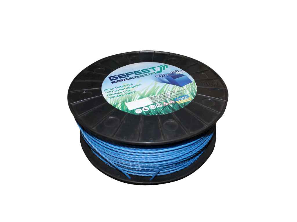 Ліска для підстригання трави кручений квадрат в бухті (3.0мм*300м) ТМ GEFEST Ліска для підстригання трави кручений квадрат в бухті (3.0мм*300м) ТМ GEFEST