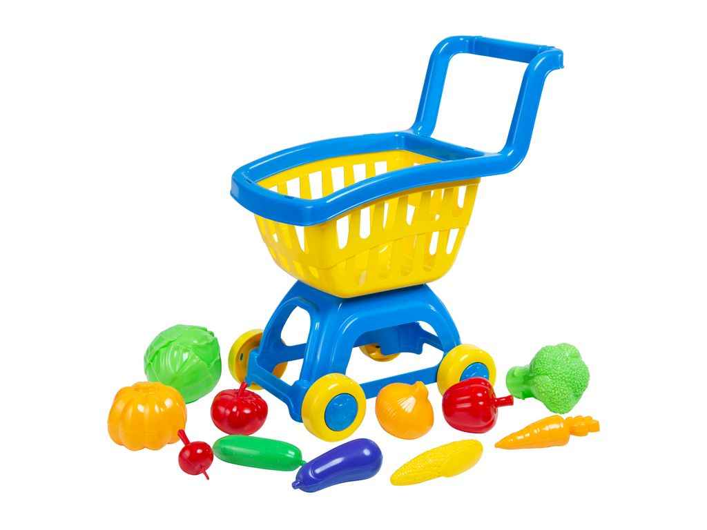 Візок з овочами синьо-жовтий арт.010/5 ТМ BAMSIC Візок з овочами синьо-жовтий арт.010/5 ТМ BAMSIC