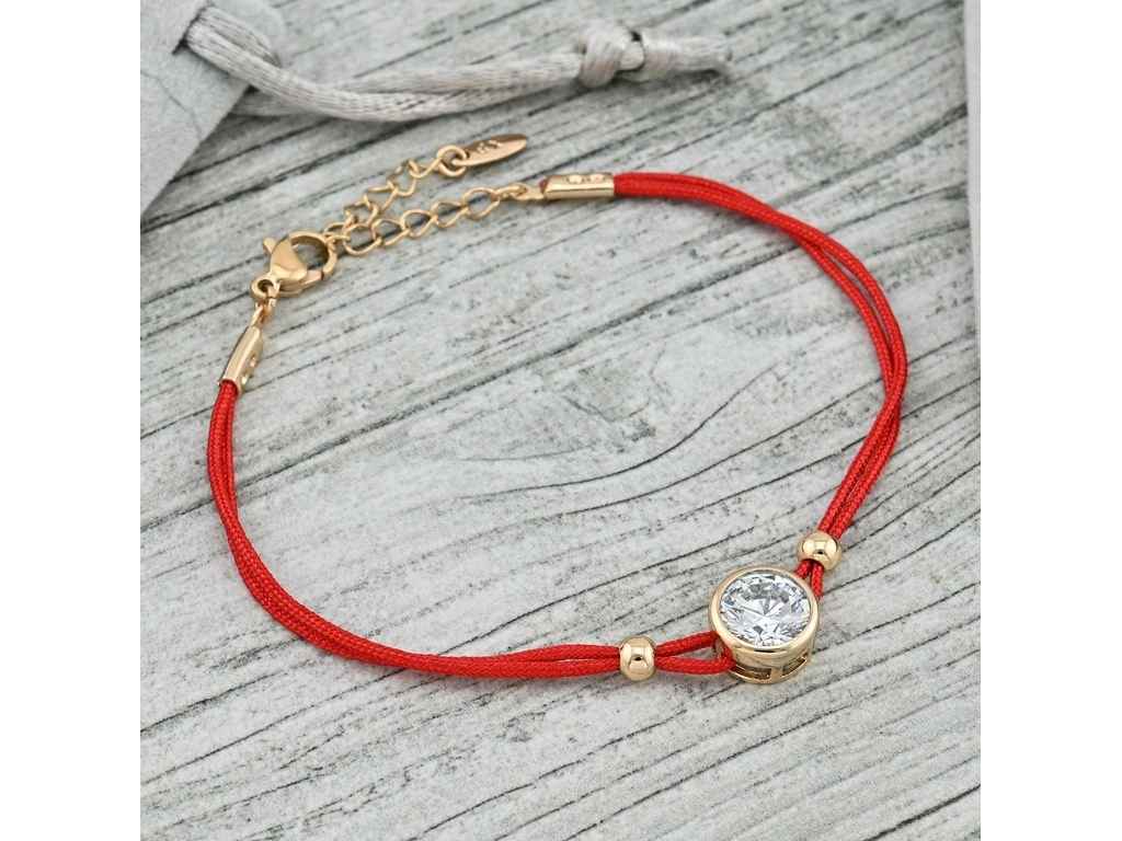 Браслет червона нитка 38927 ширина 2мм білі фіаніти позолота 18К р17 ТМ XUPING Браслет червона нитка 38927 ширина 2мм білі фіаніти позолота 18К р17 ТМ XUPING