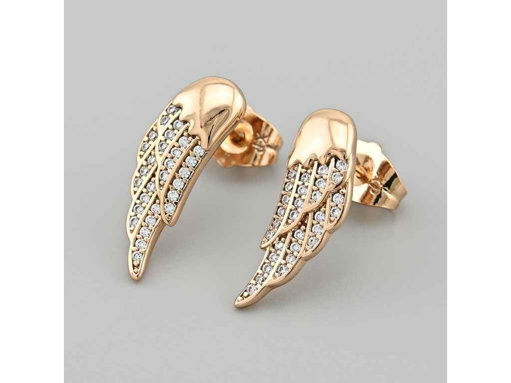 Сережки пусети Крила 47111 розмір 19х7мм білі фіаніти вага 2.3г позолота 18К ТМ XUPING Сережки пусети Крила 47111 розмір 19х7мм білі фіаніти вага 2.3г позолота 18К ТМ XUPING