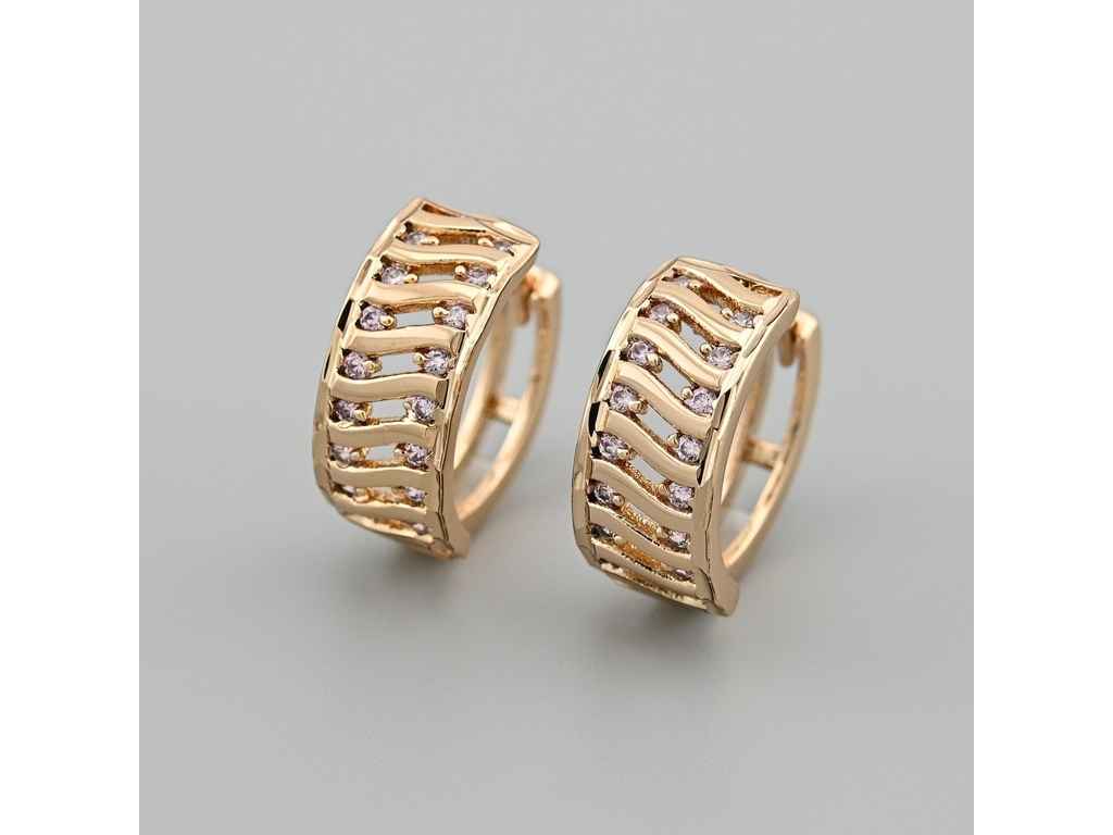 Сережки англійська застібка Одрі 50908 розмір 16х7мм світло рожеві фіаніти вага 3.0г позолота 18К ТМ XUPING Сережки англійська застібка Одрі 50908 розмір 16х7мм світло рожеві фіаніти вага 3.0г позолота 18К ТМ XUPING