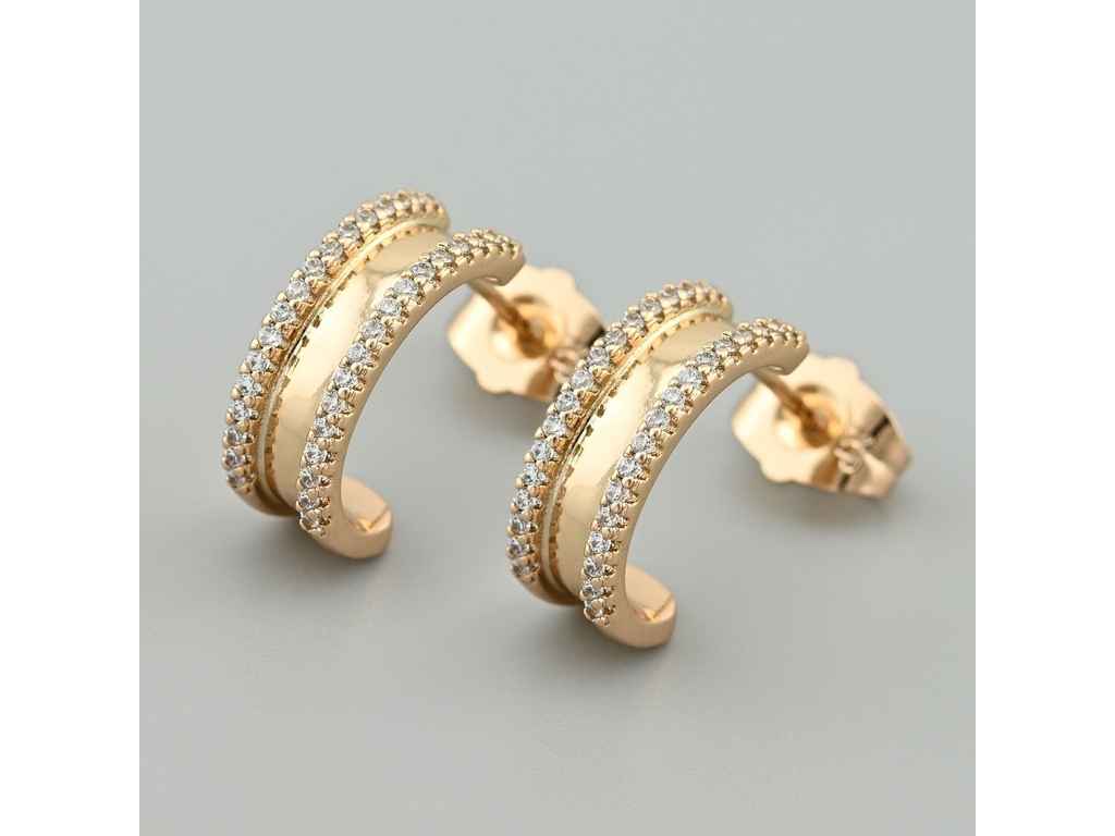 Сережки пусети 46915 розмір 15х6мм білі фіаніти вага 3.0г позолота 18К ТМ XUPING Сережки пусети 46915 розмір 15х6мм білі фіаніти вага 3.0г позолота 18К ТМ XUPING