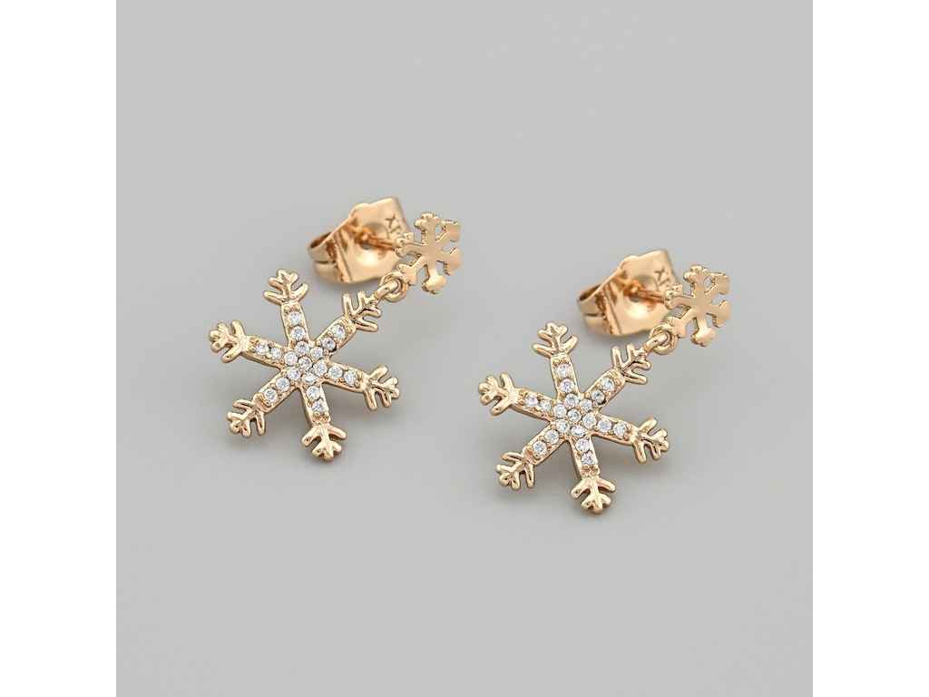 Сережки підвіски-пусети Сніжинки 54111 розмір 22х14мм білі фіаніти вага 1.9г позолота 18К ТМ XUPING Сережки підвіски-пусети Сніжинки 54111 розмір 22х14мм білі фіаніти вага 1.9г позолота 18К ТМ XUPING