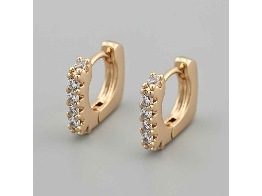 Сережки англійська застібка Івента 55640 розмір 12х3мм білі фіаніти вага 2.9г позолота 18К ТМ XUPING Сережки англійська застібка Івента 55640 розмір 12х3мм білі фіаніти вага 2.9г позолота 18К ТМ XUPING