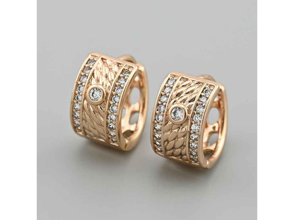 Сережки англійська застібка Новела 55202 13*8мм білі фіаніти 4,2г позолота 18К ТМ XUPING Сережки англійська застібка Новела 55202 13*8мм білі фіаніти 4,2г позолота 18К ТМ XUPING