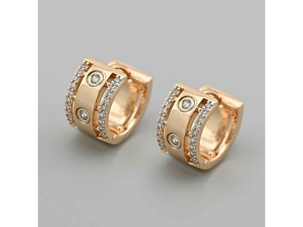 Сережки англійська застібка Грейс 55204 14*9мм білі фіаніти 6,7г позолота 18К ТМ XUPING Сережки англійська застібка Грейс 55204 14*9мм білі фіаніти 6,7г позолота 18К ТМ XUPING