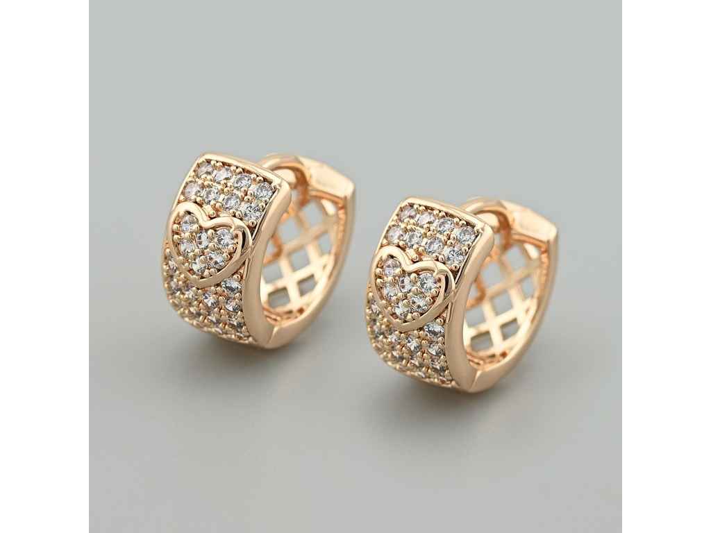 Сережки англійська застібка Любовне сяйво 55841 14*8мм білі фіаніти 4,3г позолота 18К ТМ XUPING Сережки англійська застібка Любовне сяйво 55841 14*8мм білі фіаніти 4,3г позолота 18К ТМ XUPING