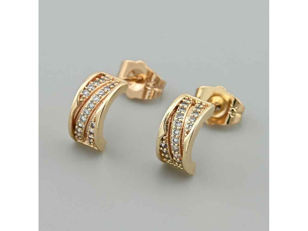 Сережки пусети Штрих 55855 11*5мм білі фіаніти 1,9г позолота 18К ТМ XUPING Сережки пусети Штрих 55855 11*5мм білі фіаніти 1,9г позолота 18К ТМ XUPING