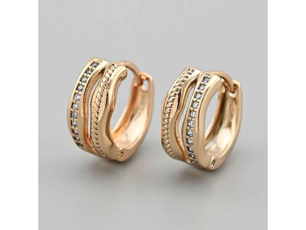 Сережки англійська застібка Розмарі 47017 13*6мм білі фіаніти 2,8г позолота 18К ТМ XUPING Сережки англійська застібка Розмарі 47017 13*6мм білі фіаніти 2,8г позолота 18К ТМ XUPING