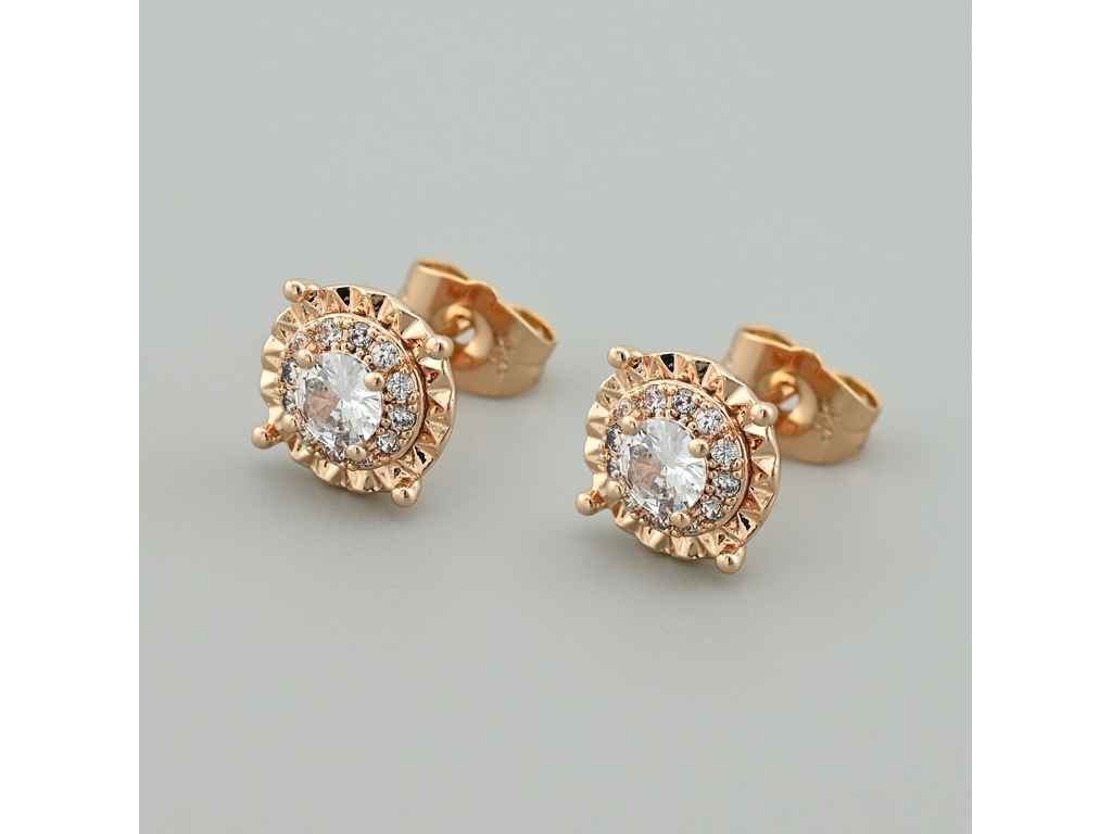 Сережки пусети Класика часу 55840 10*10мм білі фіаніти 2,4г позолота 18К ТМ XUPING Сережки пусети Класика часу 55840 10*10мм білі фіаніти 2,4г позолота 18К ТМ XUPING