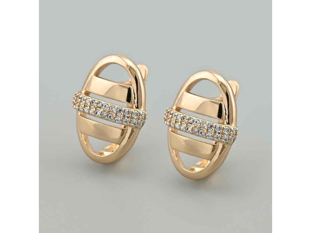 Сережки англійська застібка Модуль 55877 17*13мм білі фіаніти 3,6г позолота 18К ТМ XUPING Сережки англійська застібка Модуль 55877 17*13мм білі фіаніти 3,6г позолота 18К ТМ XUPING