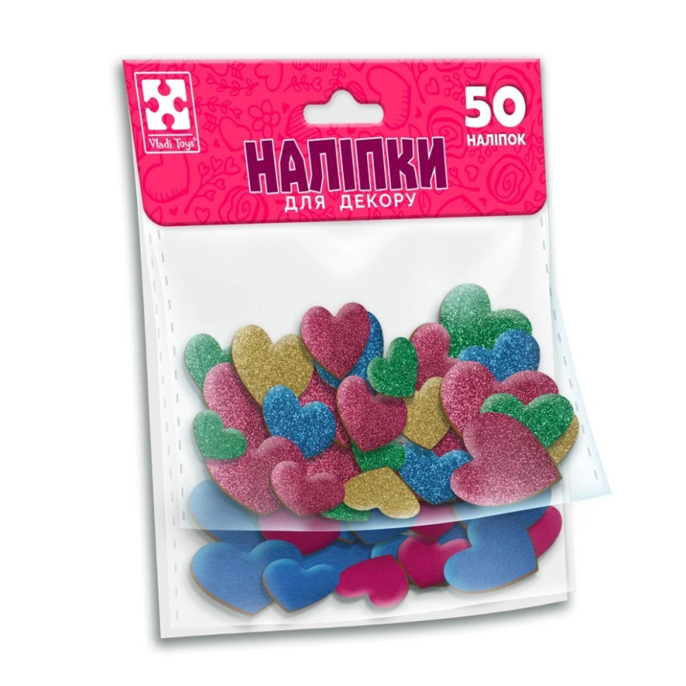 Дитячий набір м'яких наліпок "Серце" VT4206-53, 50 наліпок Дитячий набір м'яких наліпок "Серце" VT4206-53, 50 наліпок