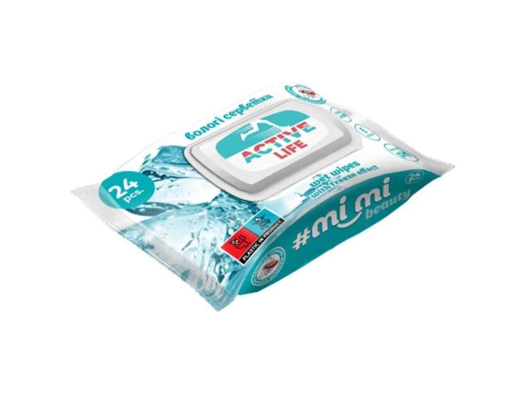 Вологі серветки 24шт Beauty ACTIVE LIFE клапан ТМ МІ МІ Вологі серветки 24шт Beauty ACTIVE LIFE клапан ТМ МІ МІ