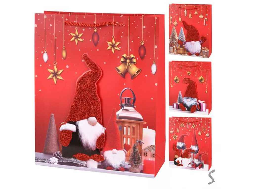 Пакет новорічний M Gnome 3D 26*32*10см паперовий R96601 ТМ STENSON Пакет новорічний M Gnome 3D 26*32*10см паперовий R96601 ТМ STENSON