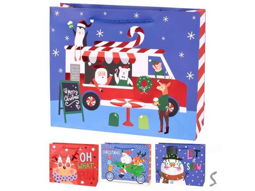 Пакет новорічний M Let it snow 32*26*10см паперовий R33012 ТМ STENSON Пакет новорічний M Let it snow 32*26*10см паперовий R33012 ТМ STENSON