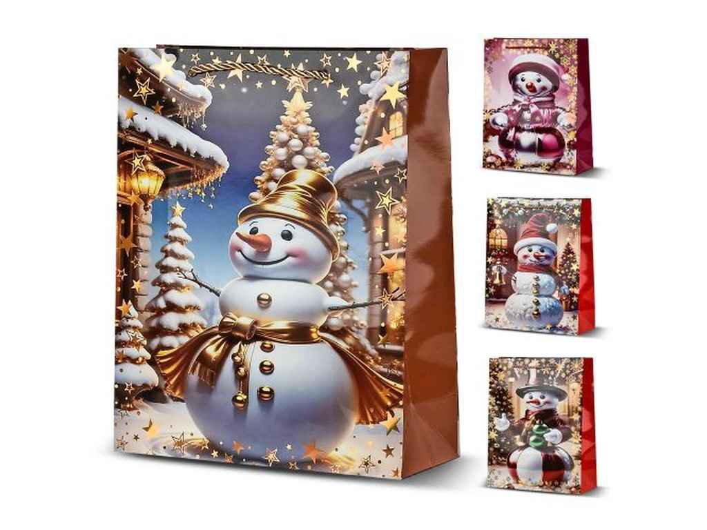 Пакет новорічний S Snowman 18*23*8см паперовий R33006 ТМ STENSON Пакет новорічний S Snowman 18*23*8см паперовий R33006 ТМ STENSON