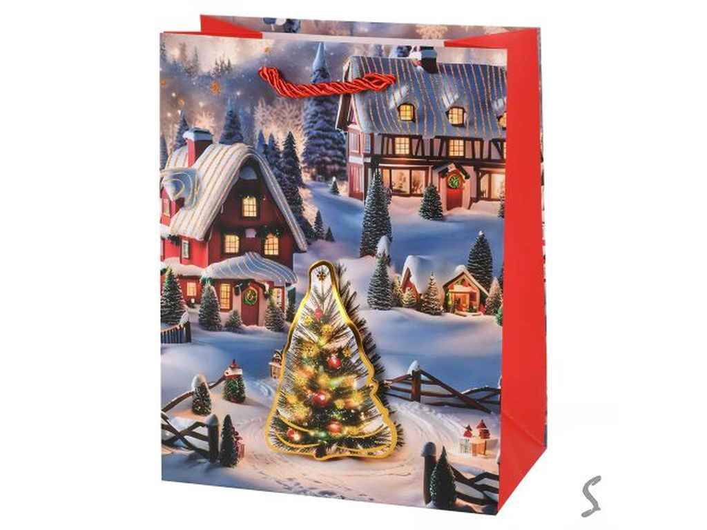 Пакет новорічний S Winter evening 3D 18*23*10см паперовий R96607 ТМ STENSON Пакет новорічний S Winter evening 3D 18*23*10см паперовий R96607 ТМ STENSON