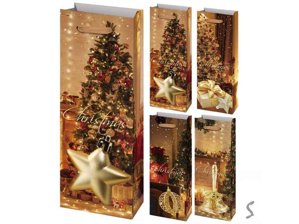 Пакет Новорічний під пляшку Merry Christmas 13*8,5*36см паперовий R96598 ТМ STENSON Пакет Новорічний під пляшку Merry Christmas 13*8,5*36см паперовий R96598 ТМ STENSON