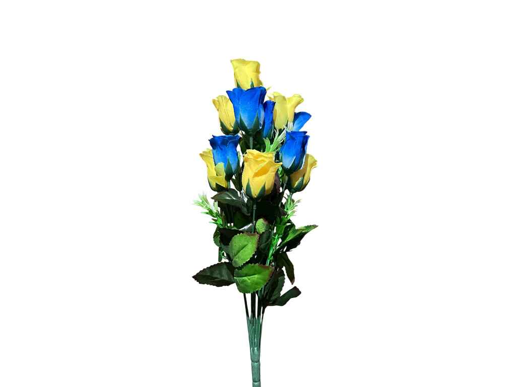 Букет штучних квітів шовк h-50см г-12 р-5,см жовто-блакитний арт.979/1 ТМ КИТАЙ Букет штучних квітів шовк h-50см г-12 р-5,см жовто-блакитний арт.979/1 ТМ КИТАЙ