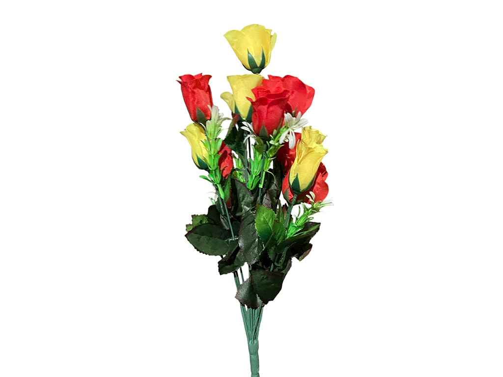 Букет штучних квітів шовк h-50см г-12 р-5,см жовто-червоний арт.979/1 ТМ КИТАЙ Букет штучних квітів шовк h-50см г-12 р-5,см жовто-червоний арт.979/1 ТМ КИТАЙ