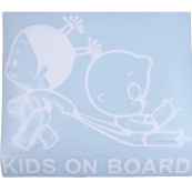 Наліпка Попереджувальна "Дитина в авто" плотерна біла Kids on board (дівчинка з хлопчиком). Зображення №2