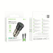 АЗП BOROFONE BZ29B (PD36W+QC3.0/2Type-C) + Type-C-Type-C (Чорний). Изображение №2