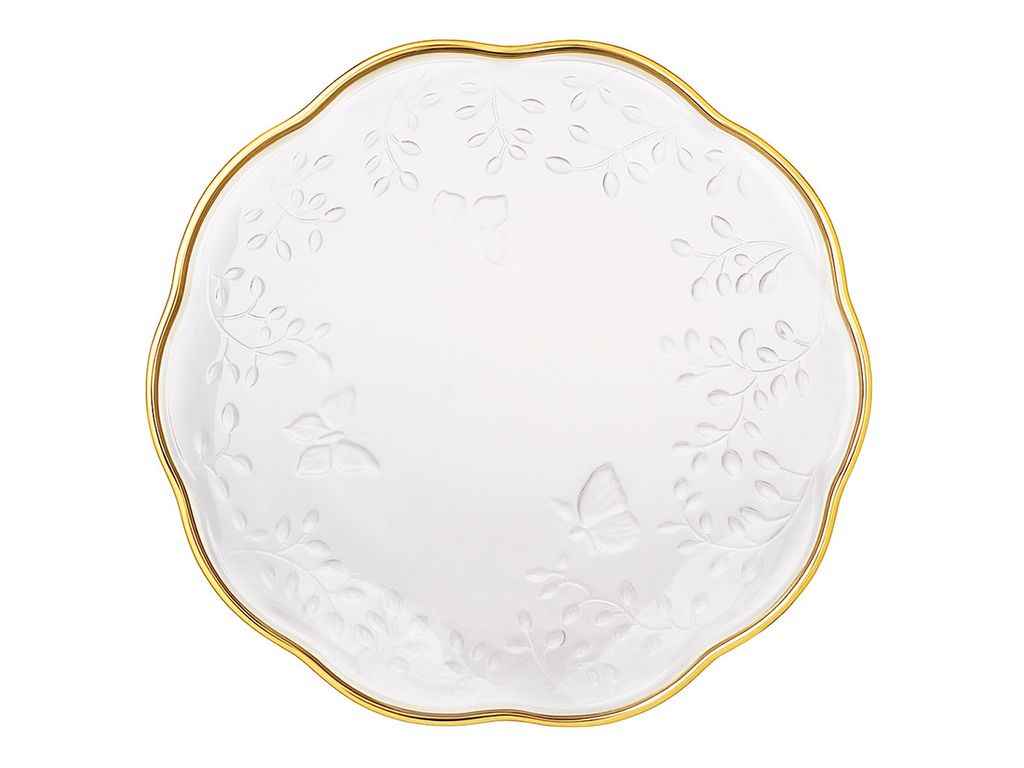 Блюдо 19,5см прозоре скло із золотом Butterfly ТМ BONADI Блюдо 19,5см прозоре скло із золотом Butterfly ТМ BONADI