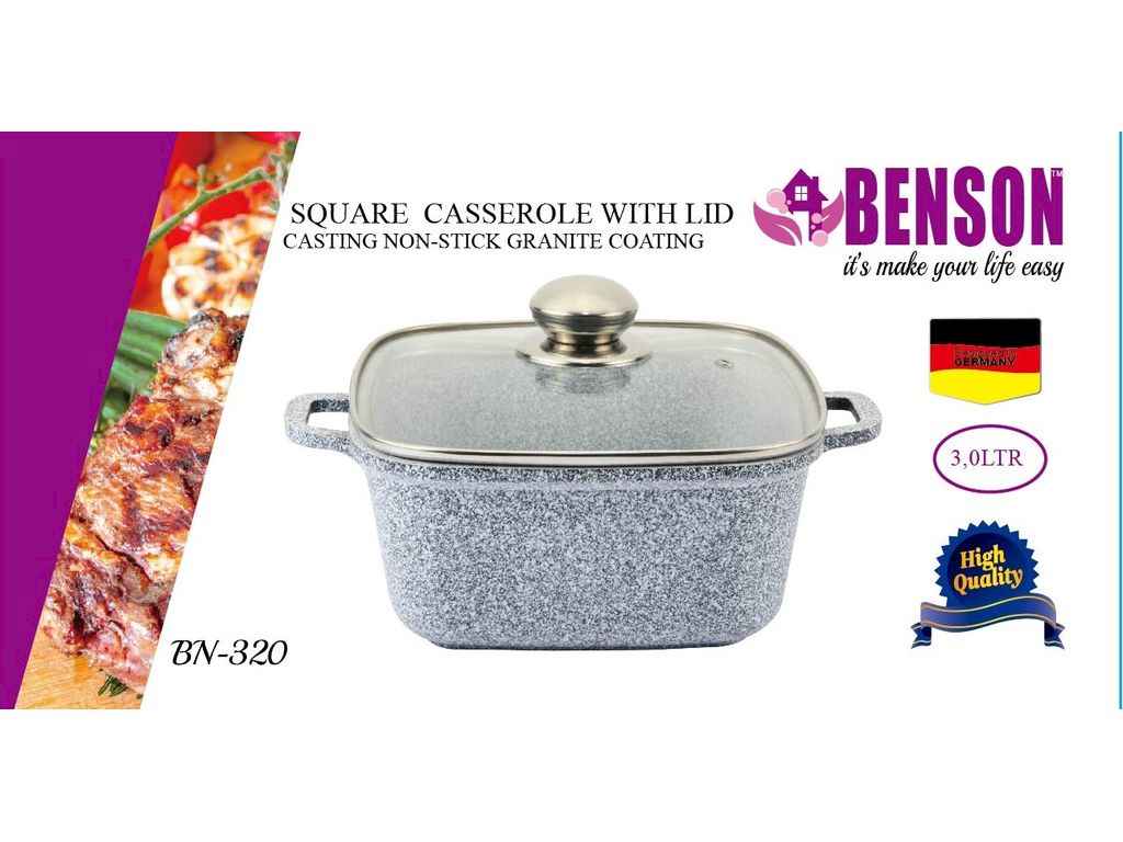 Каструля 3л гранітне покриття, скляна кришка BN-320 ТМ BENSON Каструля 3л гранітне покриття, скляна кришка BN-320 ТМ BENSON