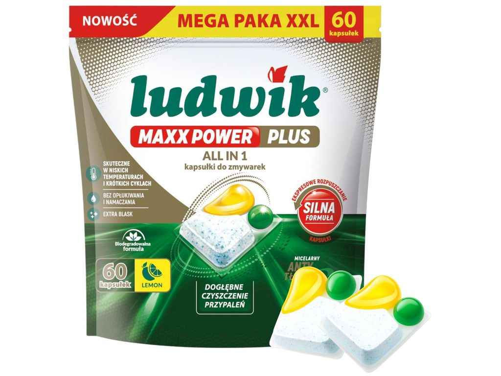 Капсули для посудомийних машин 60шт Максимальна потужність Лимон ТМ LUDWIK Капсули для посудомийних машин 60шт Максимальна потужність Лимон ТМ LUDWIK