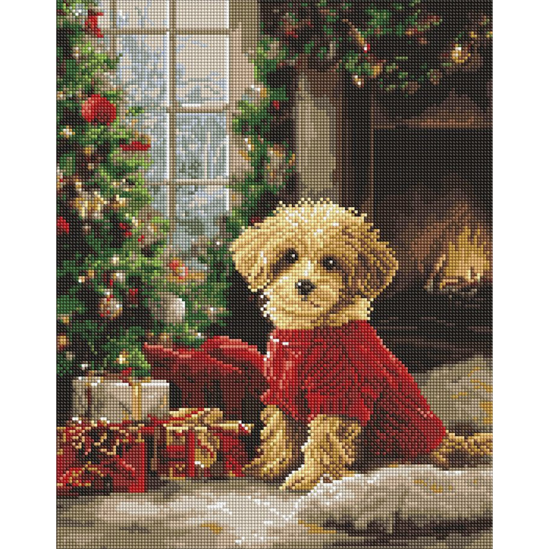 Алмазная мозаика "Пудель у елки" AMO20011, 40х50 см Алмазная мозаика "Пудель у елки" AMO20011, 40х50 см