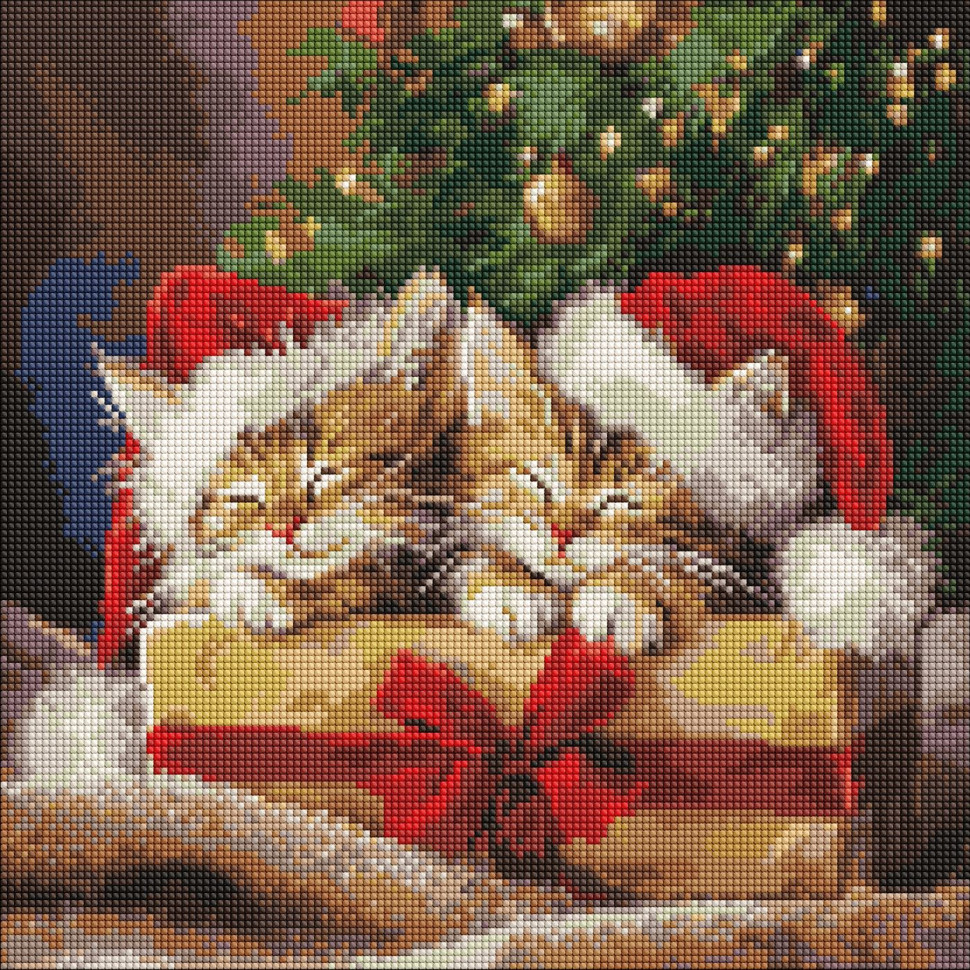 Алмазная мозаика "Пушистые подарки" AMO20008, 40х40 см Алмазная мозаика "Пушистые подарки" AMO20008, 40х40 см