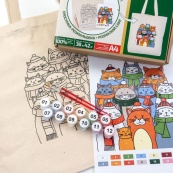 Набор для раскрашивания эко-сумки "Коты в шапках" N0003646. Изображение №2