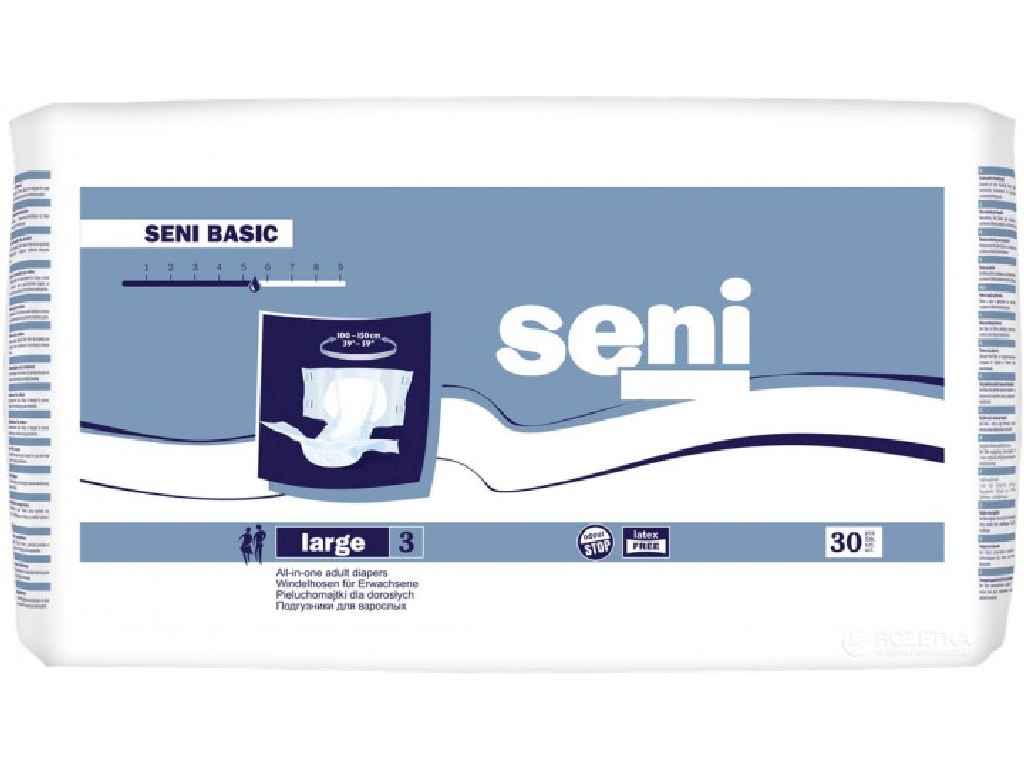 Підгузки для дорослих BASIC Large L 30шт ТМ Seni Підгузки для дорослих BASIC Large L 30шт ТМ Seni