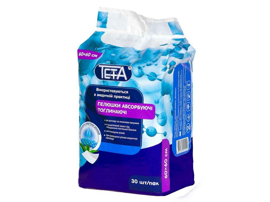 Пелюшки 30шт одноразові гігієнічні 60*60см ТМ ТЕТА Пелюшки 30шт одноразові гігієнічні 60*60см ТМ ТЕТА