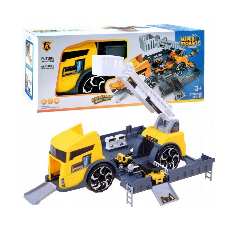 Игрушечный трейлер с контейнером P905-A и краном Игрушечный трейлер с контейнером P905-A и краном