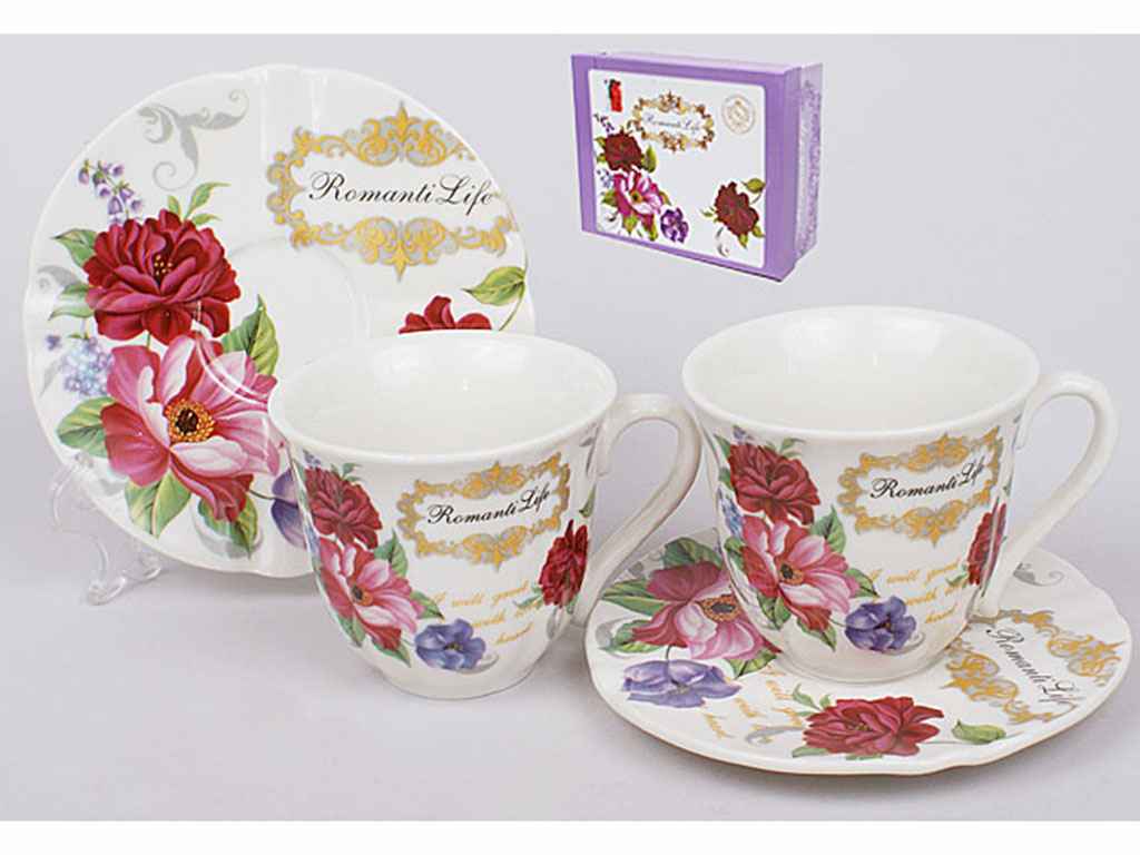 Кофейный набор 4пр.: 2 чашки 90мл 2 блюдца 393-E98 ТМ BONADI Кофейный набор 4пр.: 2 чашки 90мл 2 блюдца 393-E98 ТМ BONADI