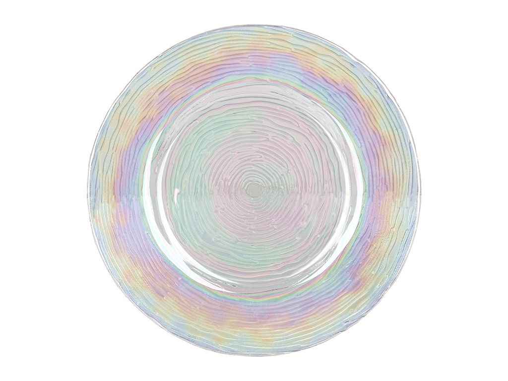 Тарілка скляна 33х1,8см, прозорий перламутр ТМ BONADI Тарілка скляна 33х1,8см, прозорий перламутр ТМ BONADI