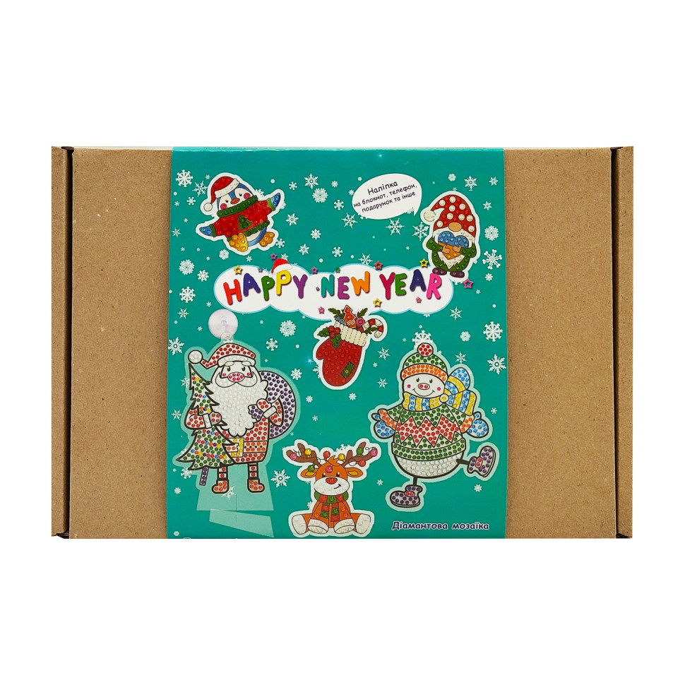 Набір для творчості зі стразами "Happy New Year" 187127, 12 наліпок Набір для творчості зі стразами "Happy New Year" 187127, 12 наліпок