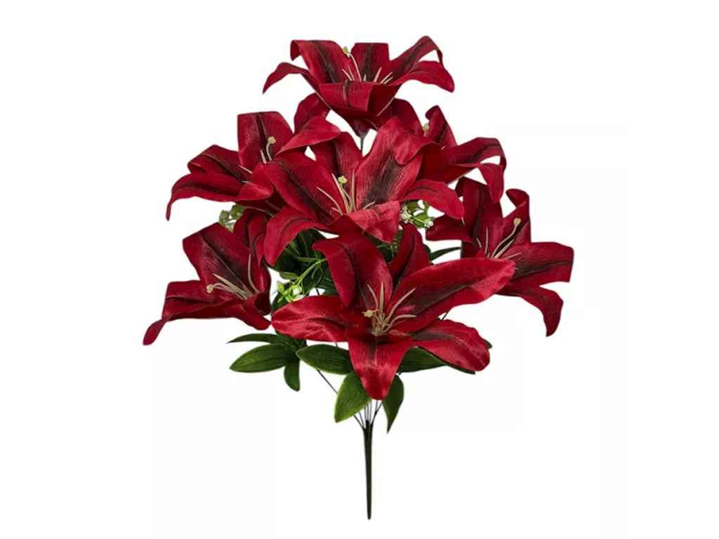 Букет штучних квітів атлас Лілії імператорські h-60см г-7 р-19см червоний 6 117 ТМ КИТАЙ Букет штучних квітів атлас Лілії імператорські h-60см г-7 р-19см червоний 6 117 ТМ КИТАЙ